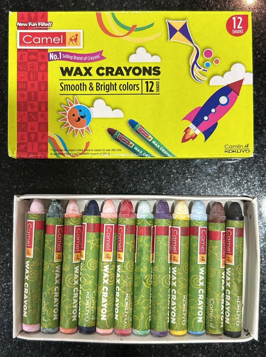 Camel 12 colour wax crayons - small